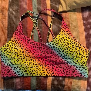 Zyia rainbow leopard print sports bra